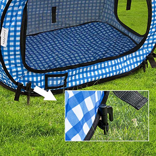 confote Indoor Outdoor Crate Pets, Collapsible Portable Cat Cage Kennel Large Blue 24\"x16\"x15\" Portable Kennel Carrier and Feeding Kit Collection - Thumbnail 5