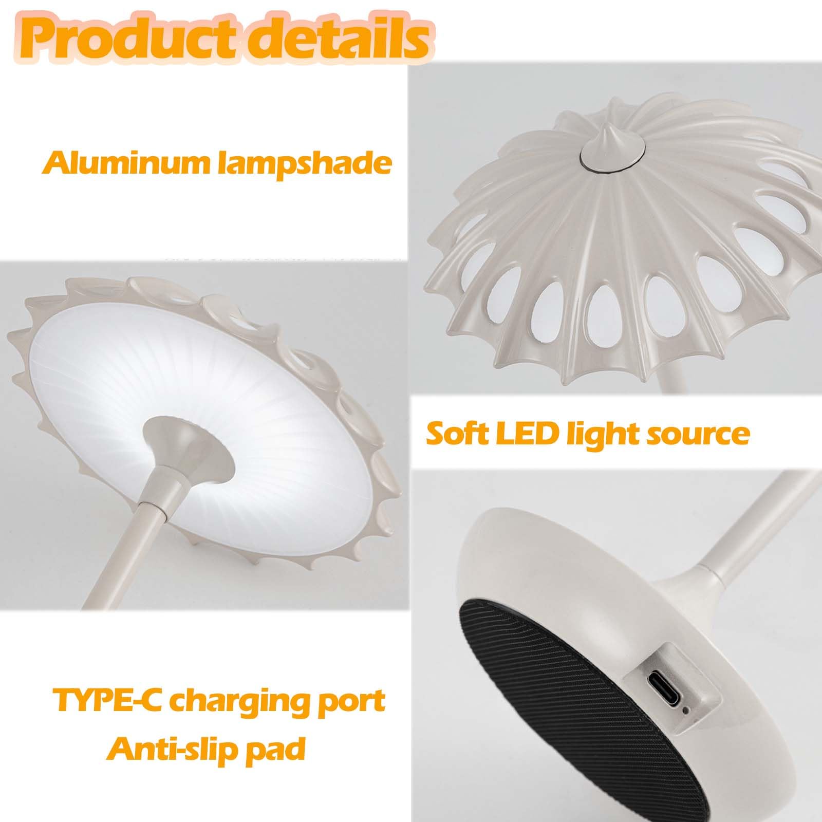 LED Tischlampe Kabellos mit Touch Dimmbare, Tragbare Tischleuchte Akku aus Aluminium, Aufladbar Nachttischlampe 3 Farbtemperatur Leselampe für Nachttisch, Schlafzimmer, Wohnzimmer