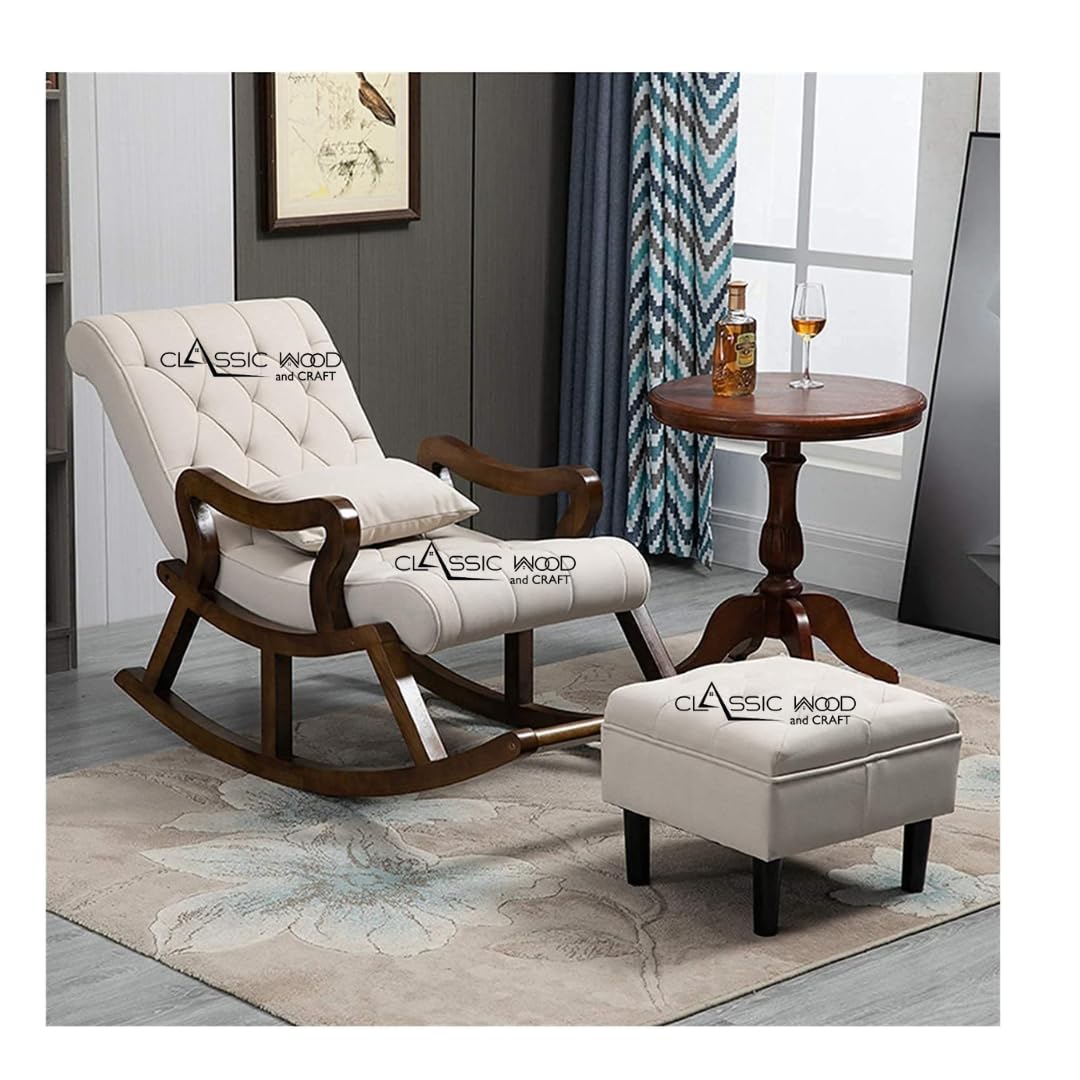 Classic Wood and Craft Wooden Rocking Chair with Sheesham Wood, Rolling and Easy Seating (Model-OWB-24) (B095YYD122) Amazon Price History, Amazon Price Tracker