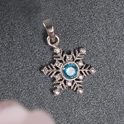 Image of Clara 925 Sterling Silver Snowflake Charm Pendant Without Chain | Rhodium Plated, Swiss Zirconia | Gift for Women and Girls