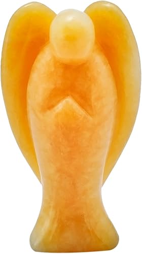 Miniatura 3 de SUNYIK, estatua de bolsillo de ángel guardián esculpida a mano, curación Reiki espiritual, figura esculpida., jade amarillo, Jade amarillo, 3"
