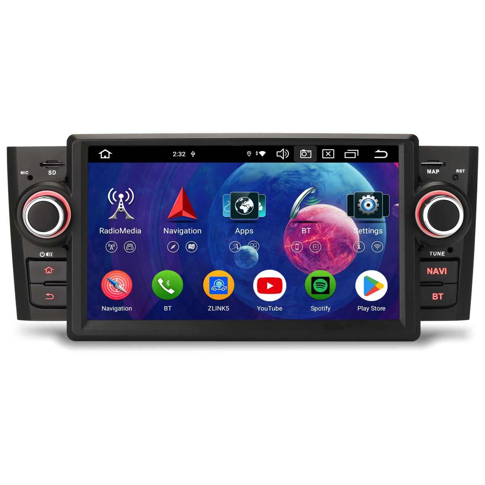 Android 14 8-Core 4GB+64GB Autoradio GPS Navigatore per Fiat Grande Punto Linea Supporta Bluetooth 5.0 Wireless CarPlay Android Auto WiFi 4G DSP RDS Canbus 7 pollici Touchscreen