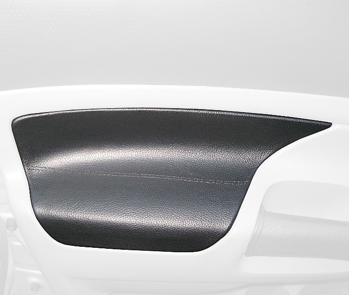 RedlineGoods Door Insert Covers - Front - Access/Double Cab Compatible with Toyota Tacoma 2005-15. Tailor Made - not Universal. Genuine top-Grade Italian Gray Leather with Black Thread