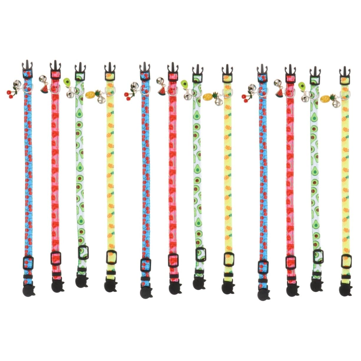 ABOOFAN 12pièces Collier Ajustable pour Chat avec Ensemble De Motifs Fruits Avocat Ananas Pastèque Accessoire pour Animaux De Compagnie