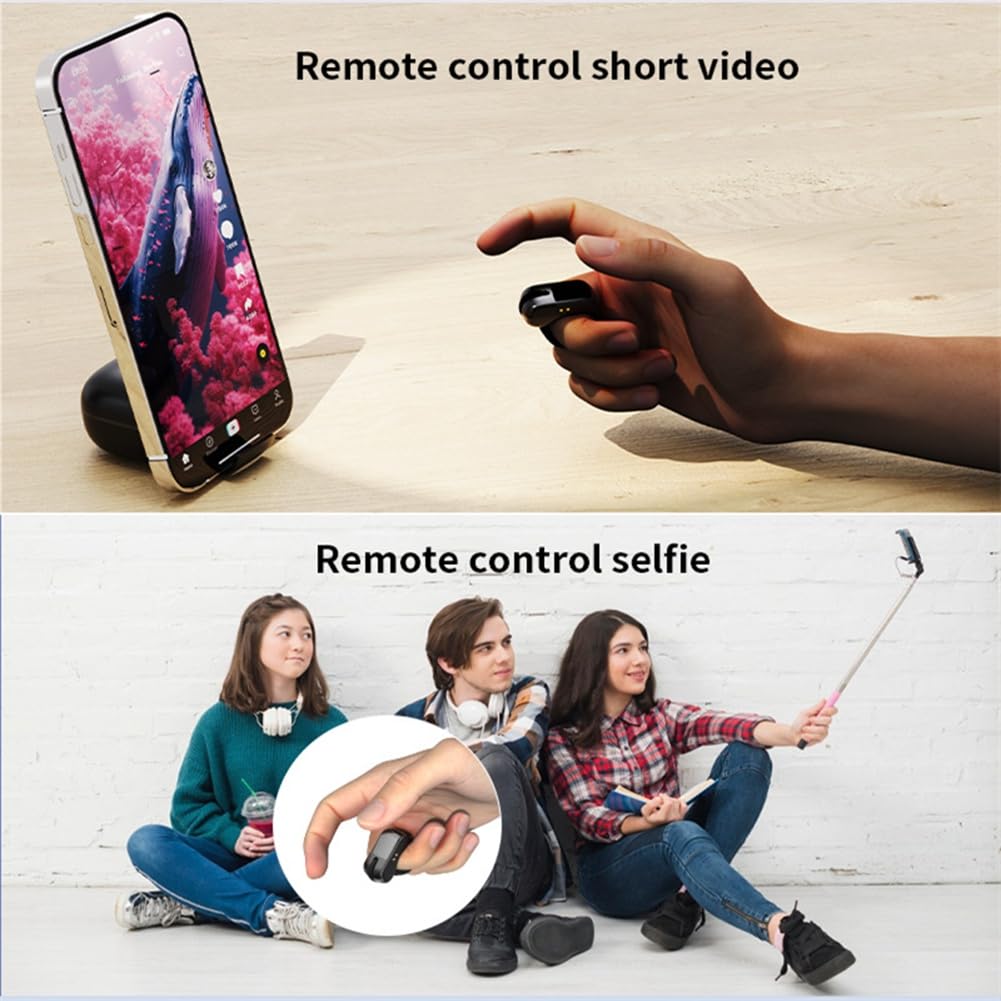 di scorrimento wireless, per dito ad aria per mouse, touchpad Bluetooth, per computer portatile/fotocamera/selfie, nero