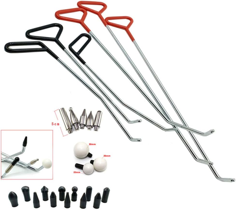 Paintless Dent Repair Tools 6 Pieces of Dent Removal Rods with Awl Head Paintless Dent Removal Kit Car Auto Body Dent Removal of Hail Dents and Door Ding (6pcs Rod 20 pcs Pen)