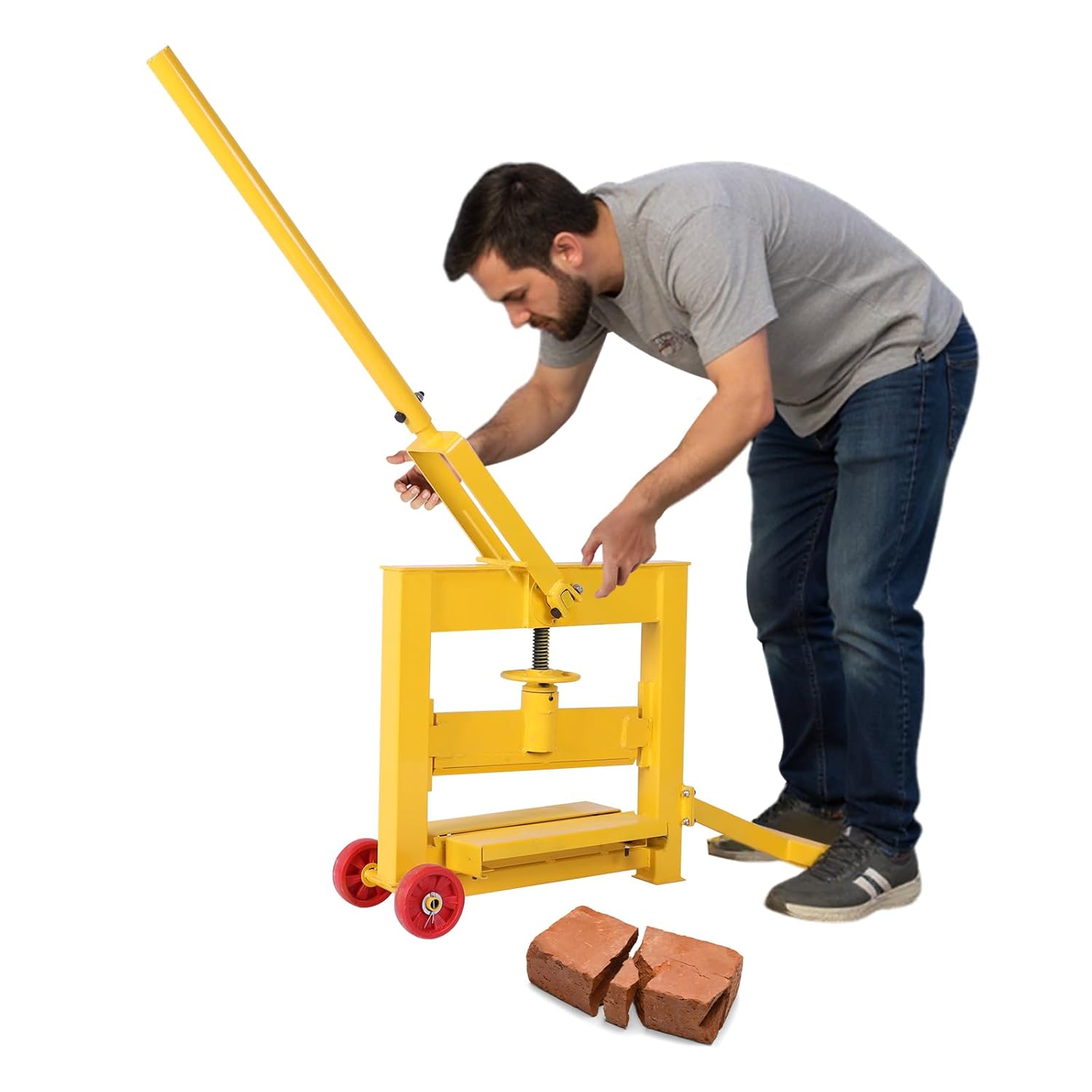 Paving Tool Block Splitter Cutter with Wheels Manual Machine for Cutting Concrete Blocks Paver Splitter Cutting Width 0-16.5inch for Landscaping Commercial Projects