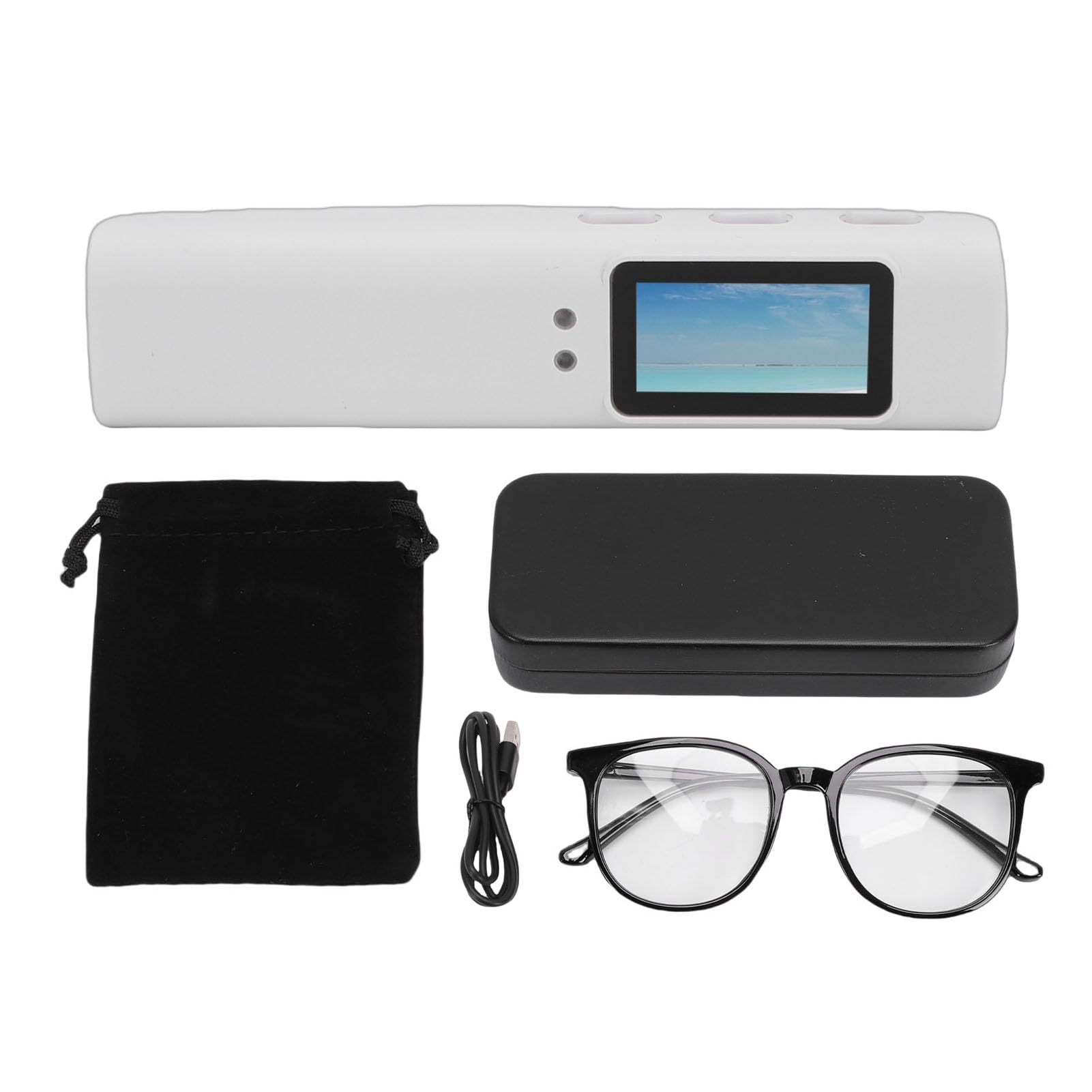 Tosuny Brille Sportkamera, 2,7K HD 110° Weitwinkel-FPV-Kamera mit 2-Achsen-Stabilisierung, 2,4 cm Display, WiFi-App für Radfahren, Wandern, Reisen, Haustierspaziergänge, Weiß