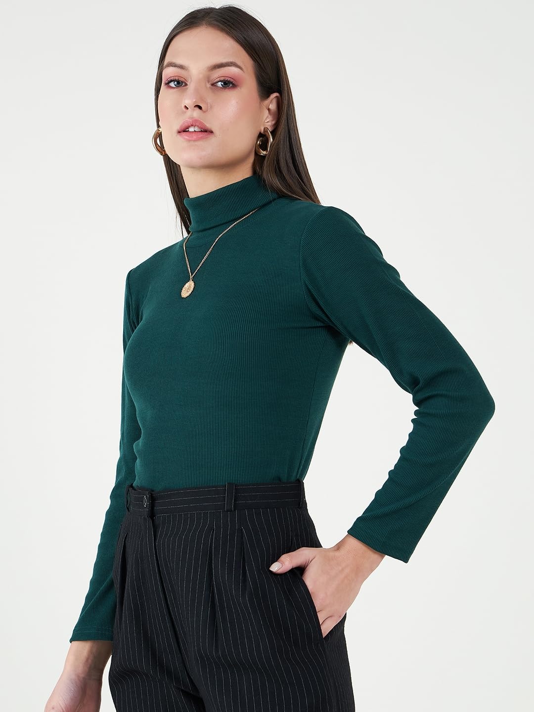 n.H.K.a. Set of 2 White/Bottle Green Long Sleeves Turtle Neck Top 3
