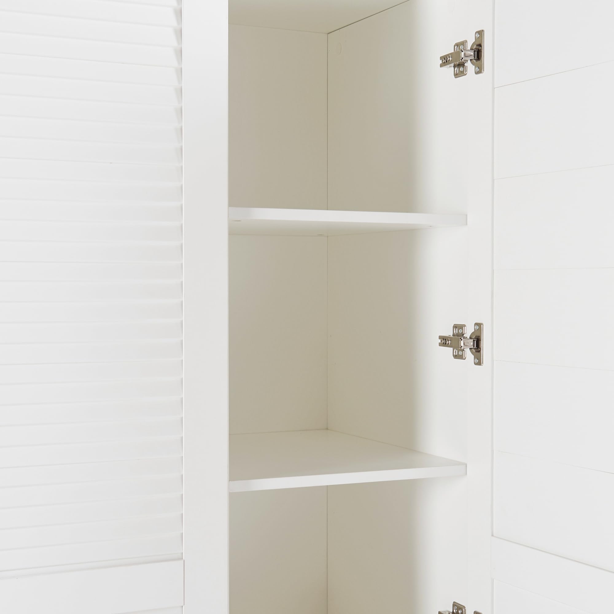 [en.casa] Armadio Guardaroba per Camera da Letto Armadio Chiuso con Ante a Persiana Scomparti Cassettiera Asta Appendiabiti 176 x 120 x 52 cm MDF - Bianco