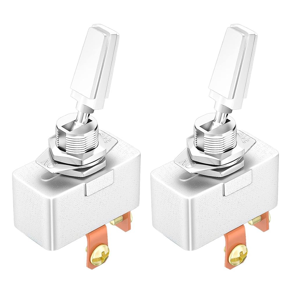 Littimoon Chrome Plated 2-Pin SPST Toggle Switch 50A 12V Heavy Duty, 2 Pieces for Automotive