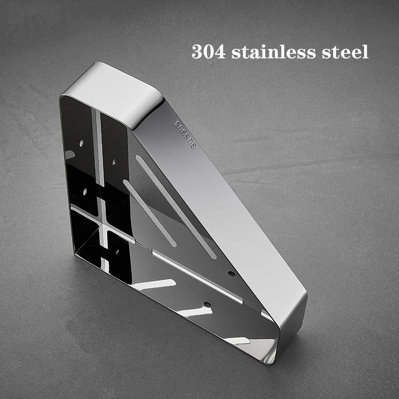Douche-organizer Hoek badkamerplank, aan de muur te bevestigen hoekdouchehouder, geen boren nodig 304 roestvrijstalen douche-organizer met 2 haken, 3 kleuren Badkamer doucheplanken(Silver