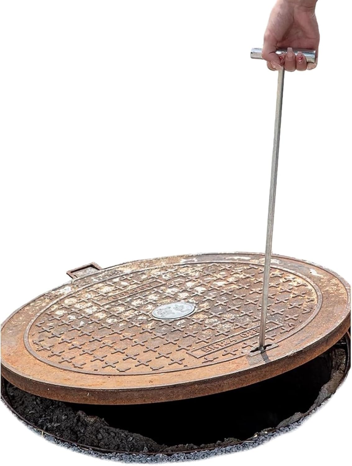 Drain Cover Pry Bar,Drain Cover Grates Pry Bar Portable Sewer Cover Puller, Outdoor Hand BBQ Lifters Key for Pulling and Moving(3/8" - 50cm(19 3/4"))