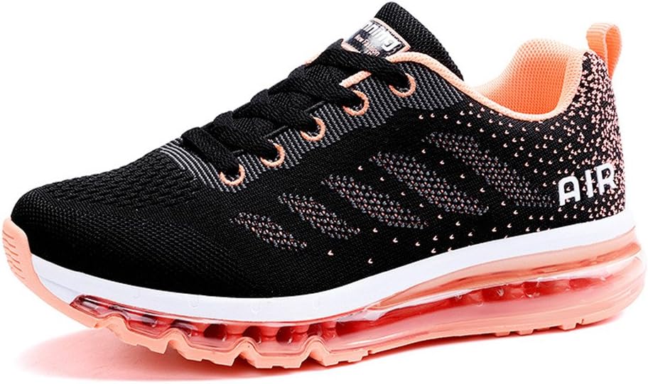 Monrinda Women Air Cushion Running Shoes Breathable Sport Sneakers, Black Pink, 5 B(M) US