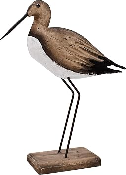 E-view Wooden Sea Bird Statue Seagull Nautical Coastal Birds Sculpture | Indoor Outdoor Animal Figurine Beach Themed Decoration Rustic Home Art for Bedroom Garden