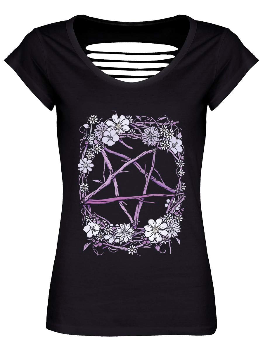 Grindstore Women's Black Pagan Pentagram Razor Back T-Shirt
