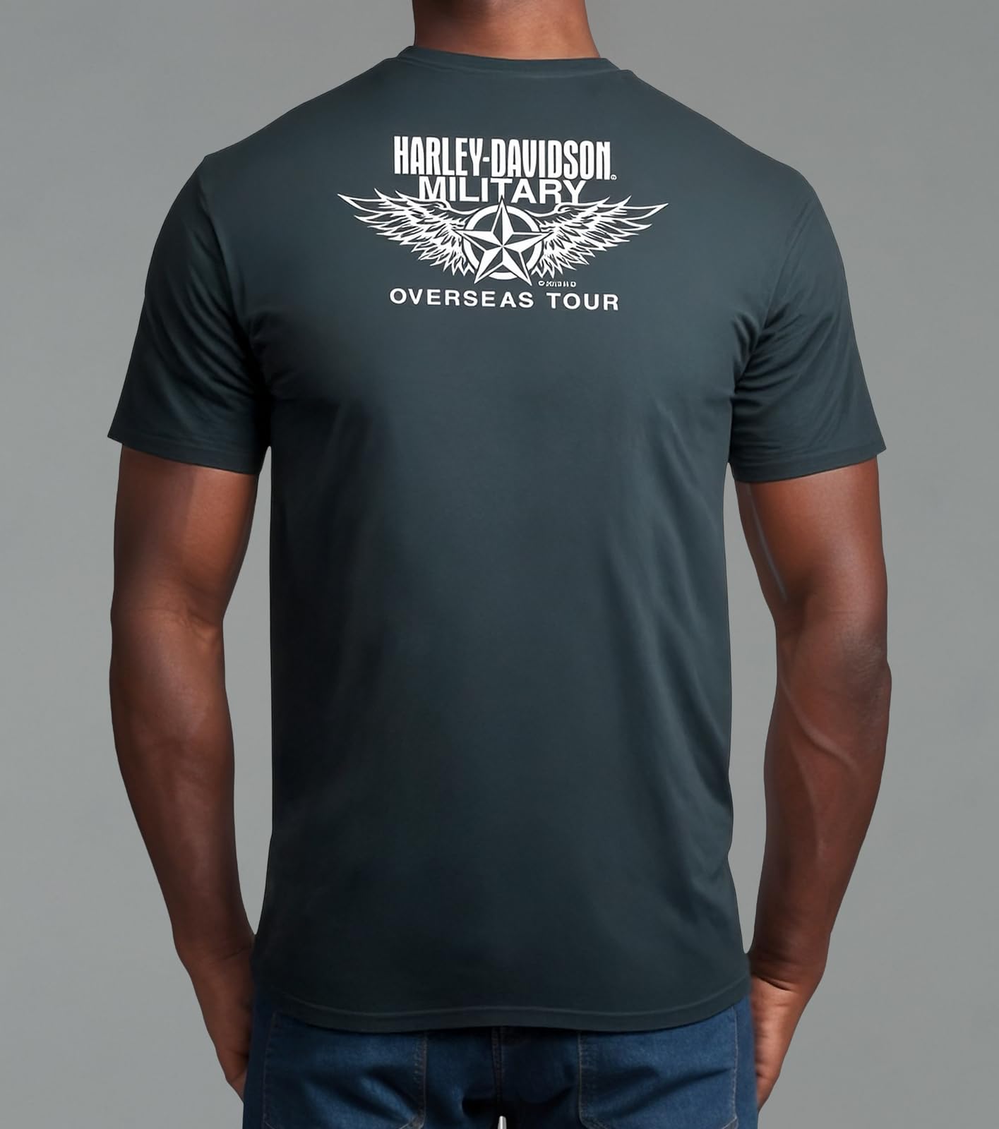HARLEY-DAVIDSON Wojskowy - Męska koszulka z grafiką w kolorze szarości dymnej - wycieczka zagraniczna | Eagle Bike