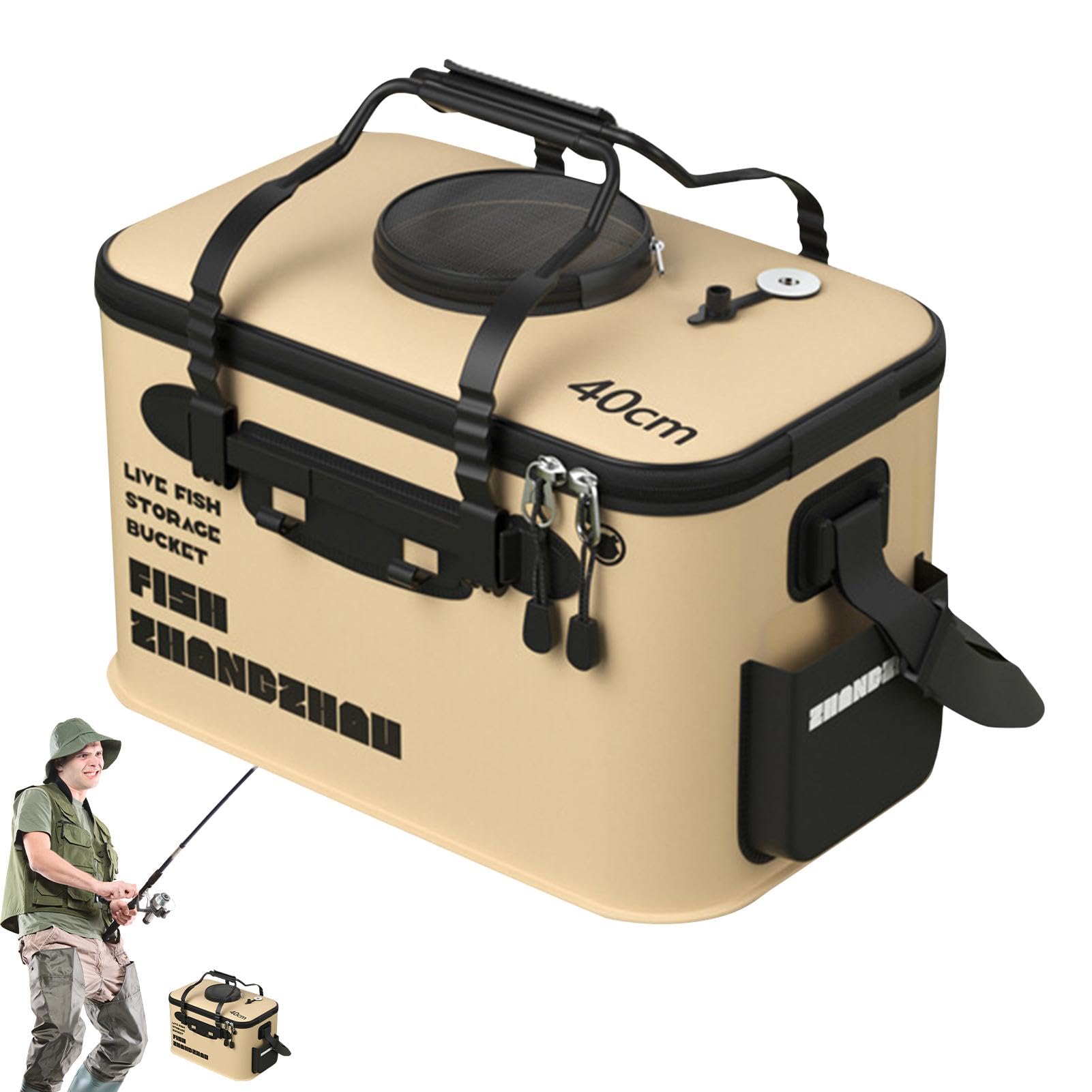 Foldable 8-Gallon Fishing Bucket - Portable Live Bait Container With Aerator Holes