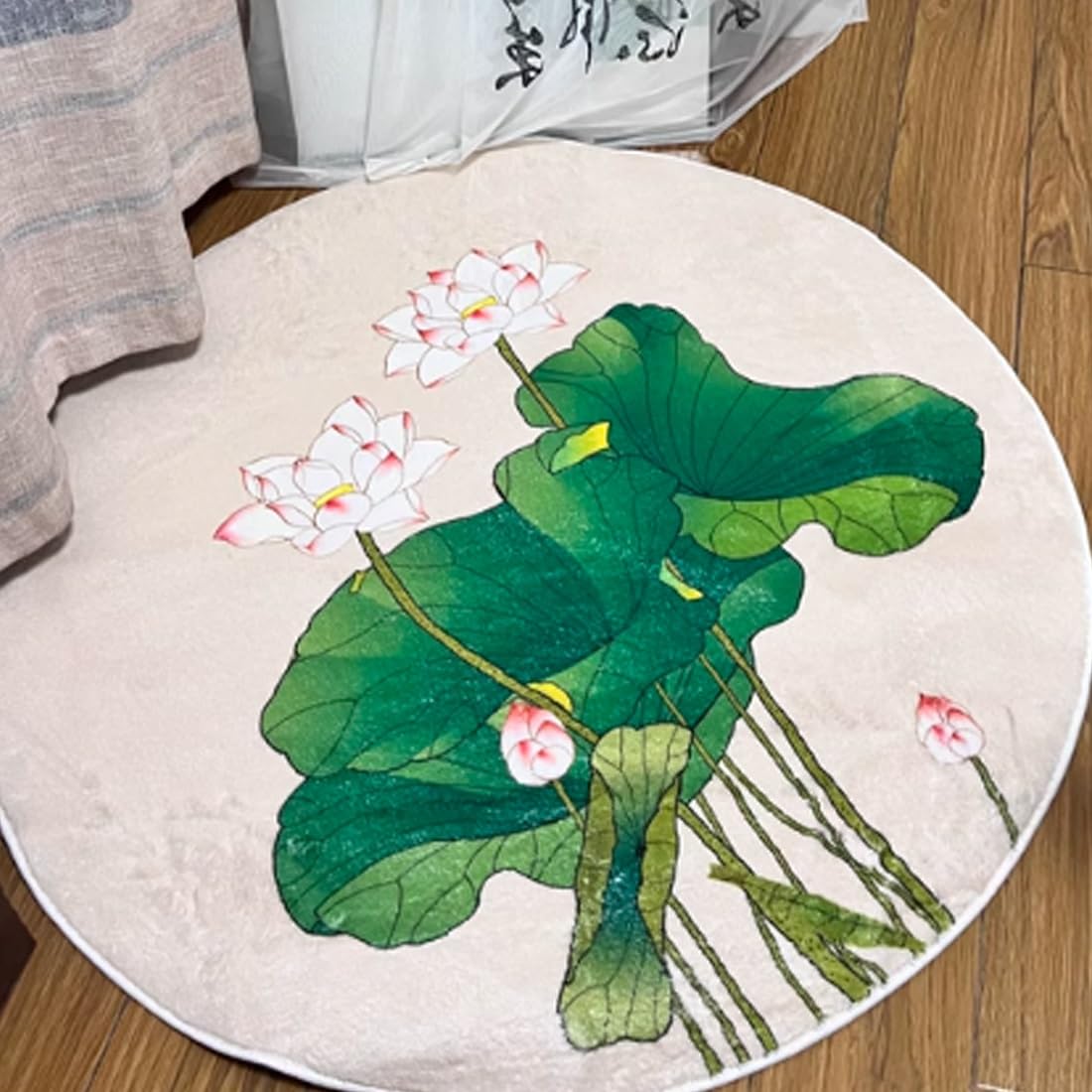 Tapis De Prière Fleur De Lotus, Tapis Circulaires pour Chambre À Coucher, Salon, Bureau(Round B,120cmx120cm)