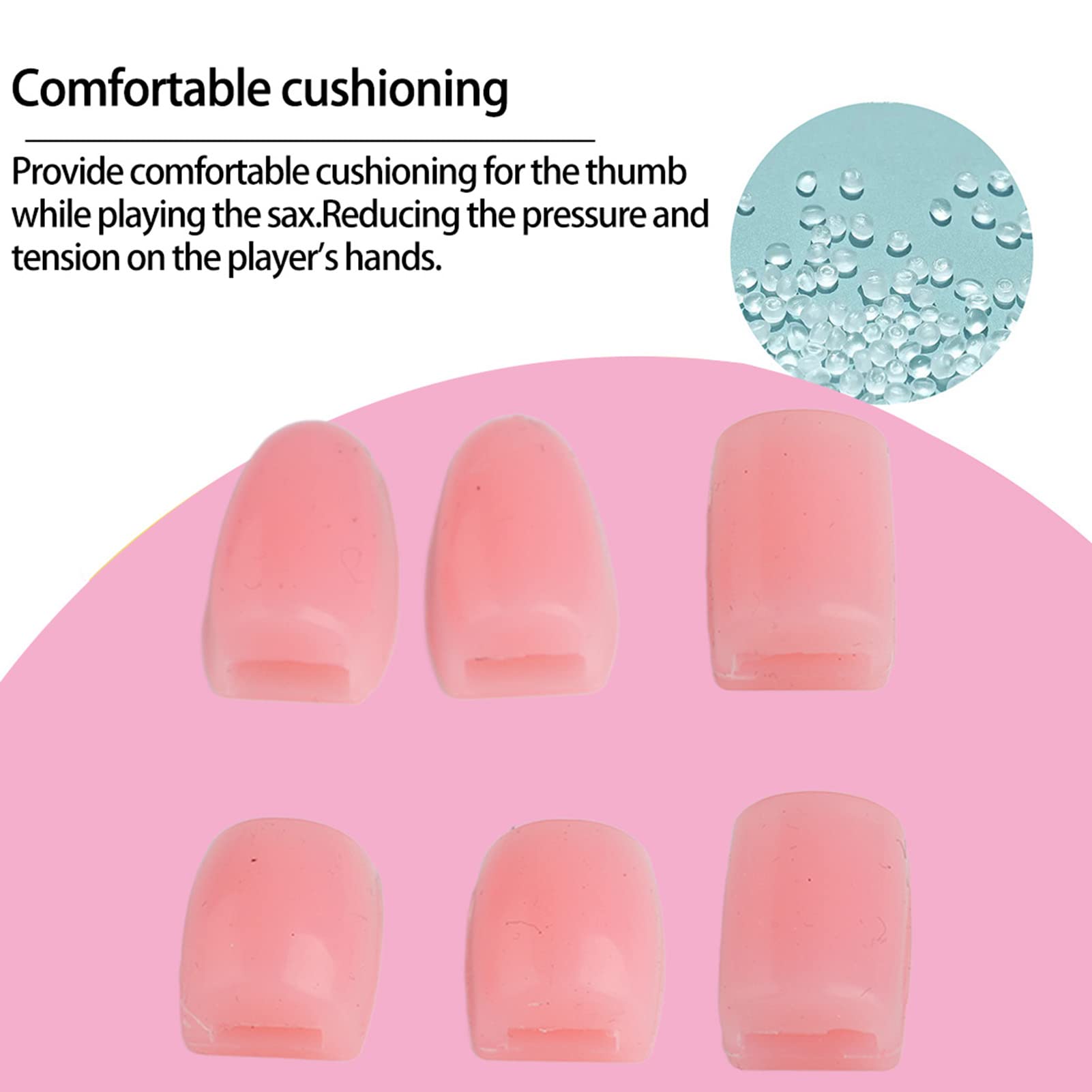 Saxophone Key Risers Set of 6 with Silicone Comfort Thumb Pads for Improved Playing Experience and Fatigue Reduction (Pink)