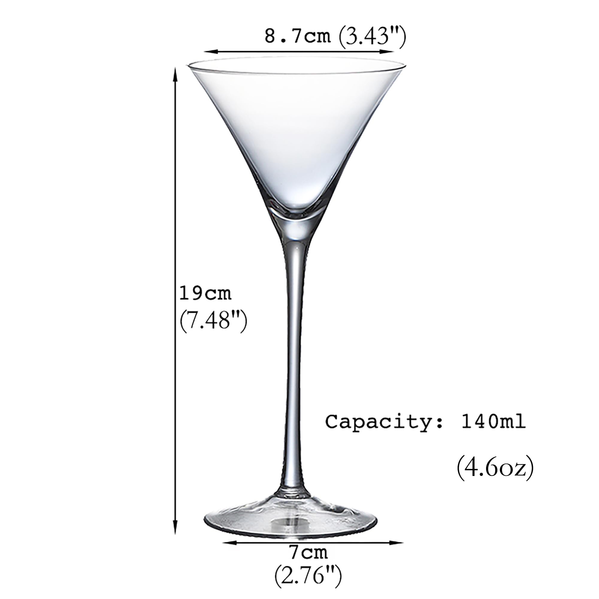 Bicchieri da Martini in cristallo, set di 4 calici soffiati a mano per cocktail, 130,4 g