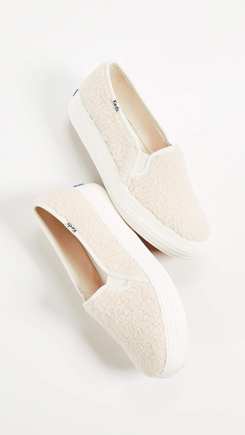 Keds Women's Triple Decker Sherpa Sneakers, Cream, Off White, 8.5 M US