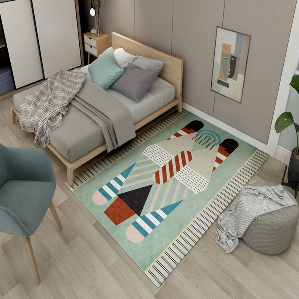 Buy MOXIC Soft Abstract Art Living Room Area Rugs Square Children Crawling Bedroom Rug Fleece Anti-Slip Carpets Nordic Modern Home Decor Mats Indoor Outdoor Runners Nursery 6.5' X 6.5' — BookShops.in