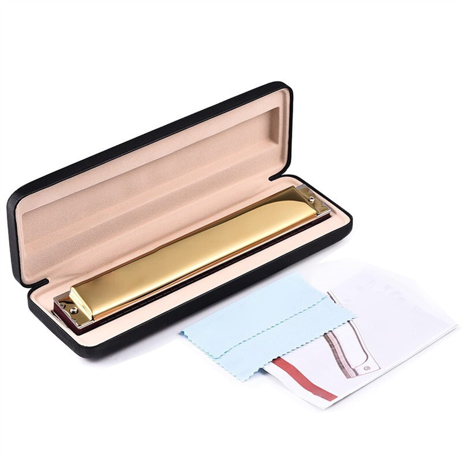 Standard Mundharmonikas 28 Löcher Tremolo-Mundharmonika Professionelle Mundharmonikas Musikinstrumente Gold (Color : Key Bb)