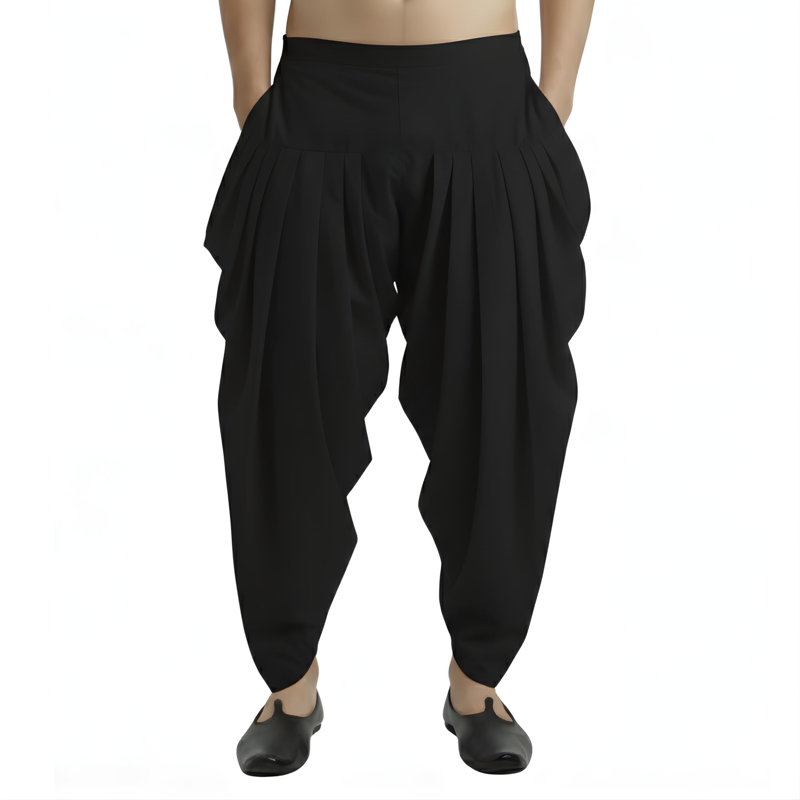 Men's Solid Black Patiala : Premium Lightweight Ethnic Harem Pants for Men