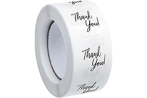 Whaline 1000Pcs Clear Thank You Stickers Round Transparent PVC Stickers Self-Adhesive Envelope...
