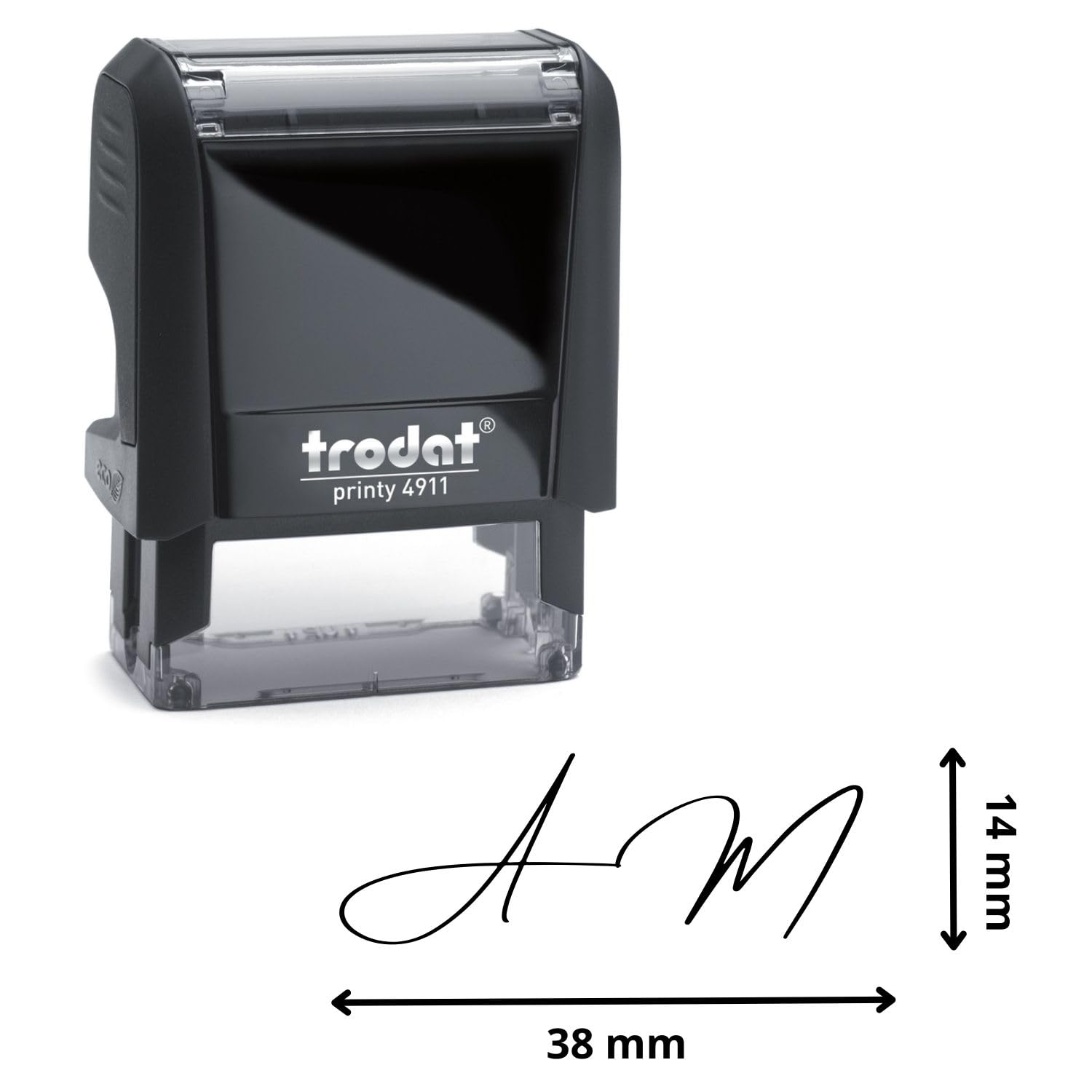 Trodat Timbro FIRMA Nero con Inchiostro Indelebile - Cartuccia Inclusa e Ricaricabile, Ideale per Ufficio, Liberi Professionisti, Medici, Avvocati (Nero cartuccia Nero, Piccola - 38 x 14 mm)