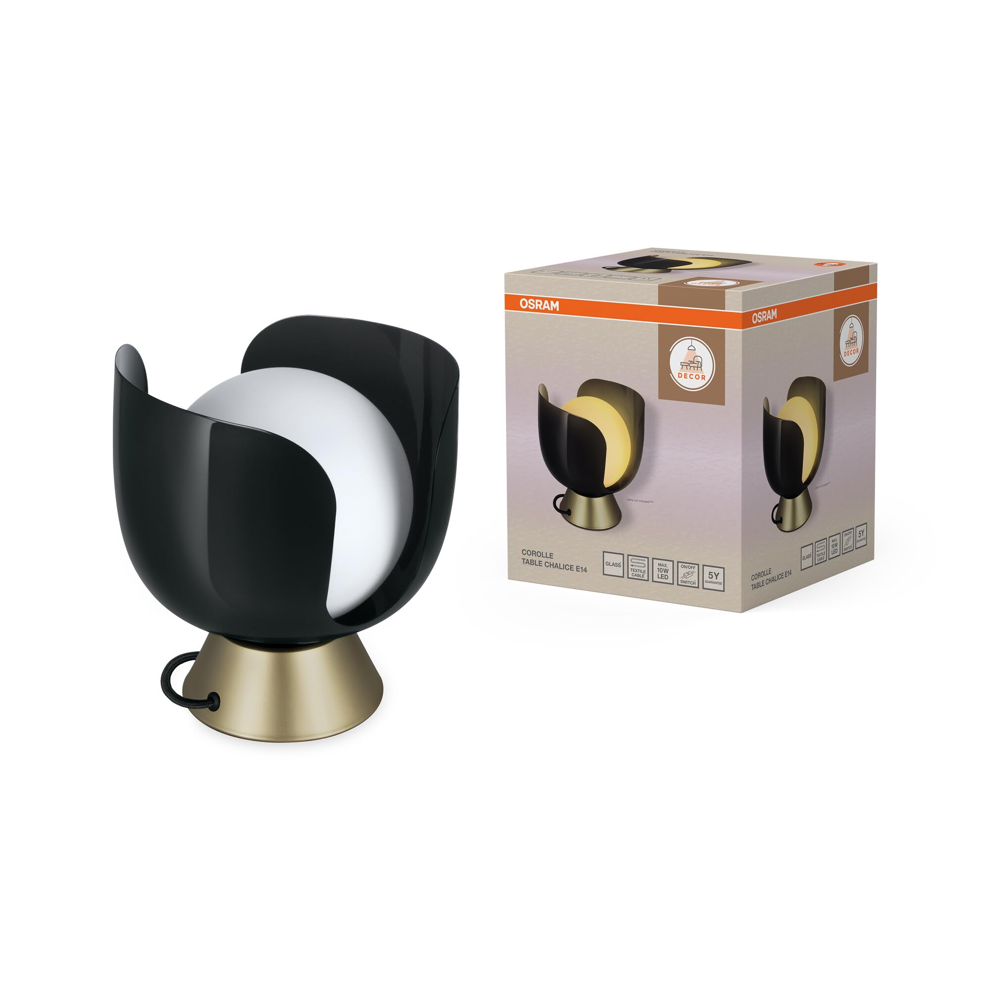 Osram Lampe de table Corolle E14 métal verre rétro noir Lampe de table