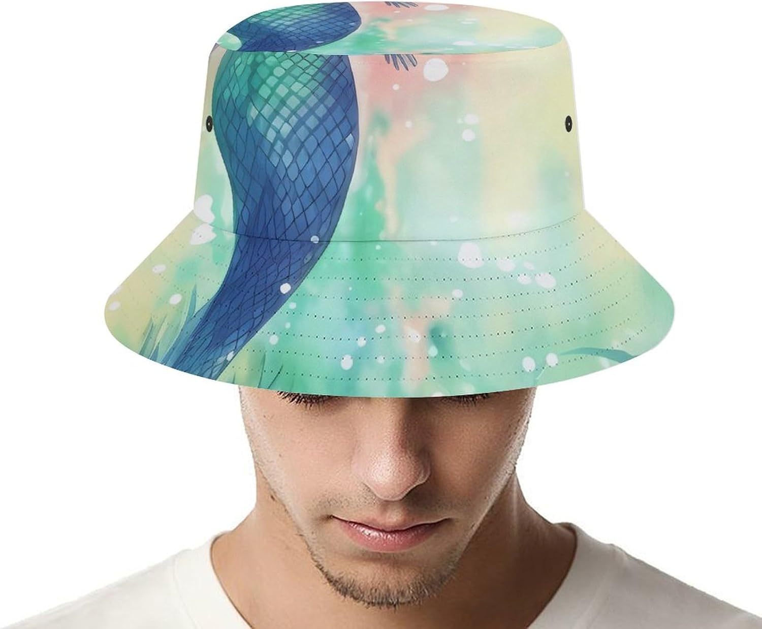 Bucket Hat for Women and Men Beautiful Mermaid Tail Wide Brim Fishing Beach Caps for Hiking Travel