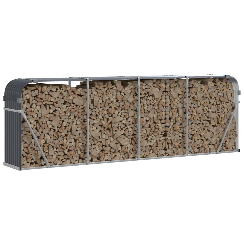 Kaminholzregal Innen Brennholzregal Außen 2-in-1 Kaminholzständer für Kaminholz Aufbewahrung Feuerholzregal Kaminholzunterstand Anthrazit 300x45x100 cm Verzinkter Stahl