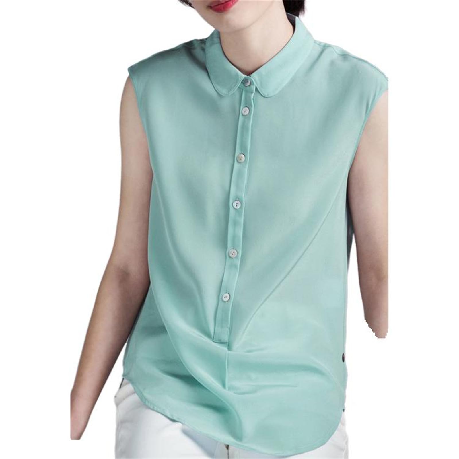 Donna Top Senza Maniche con Scollo Tondo