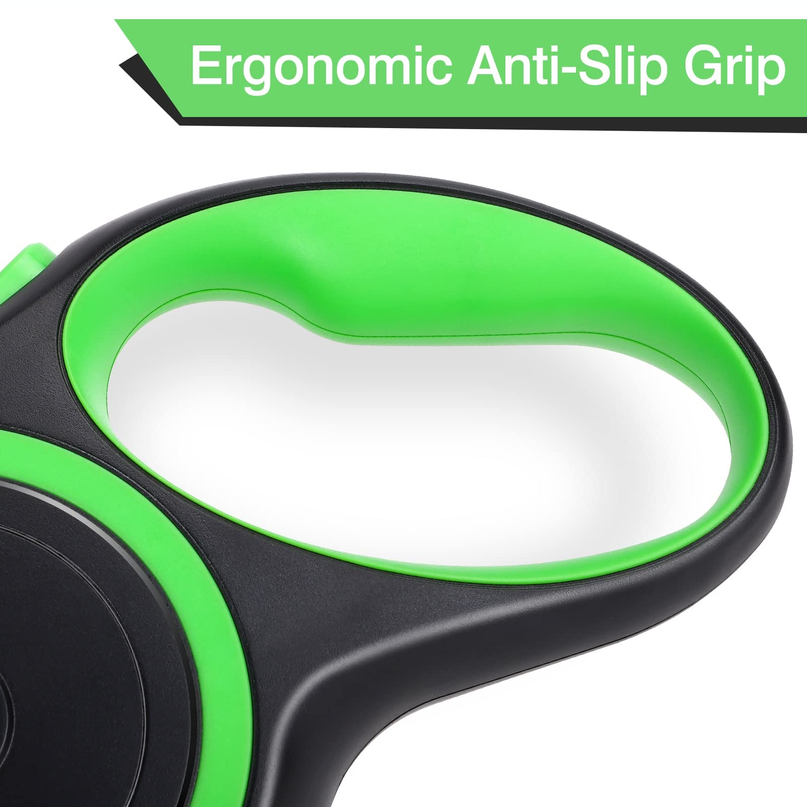 UrbanX Retractable Dog Leash for Morkie and Other Tiny Mixed Breed Dogs with Anti-Slip Handle. 10ft Strong Nylon Tape; One-Handed Brake, Pause, Lock - Green