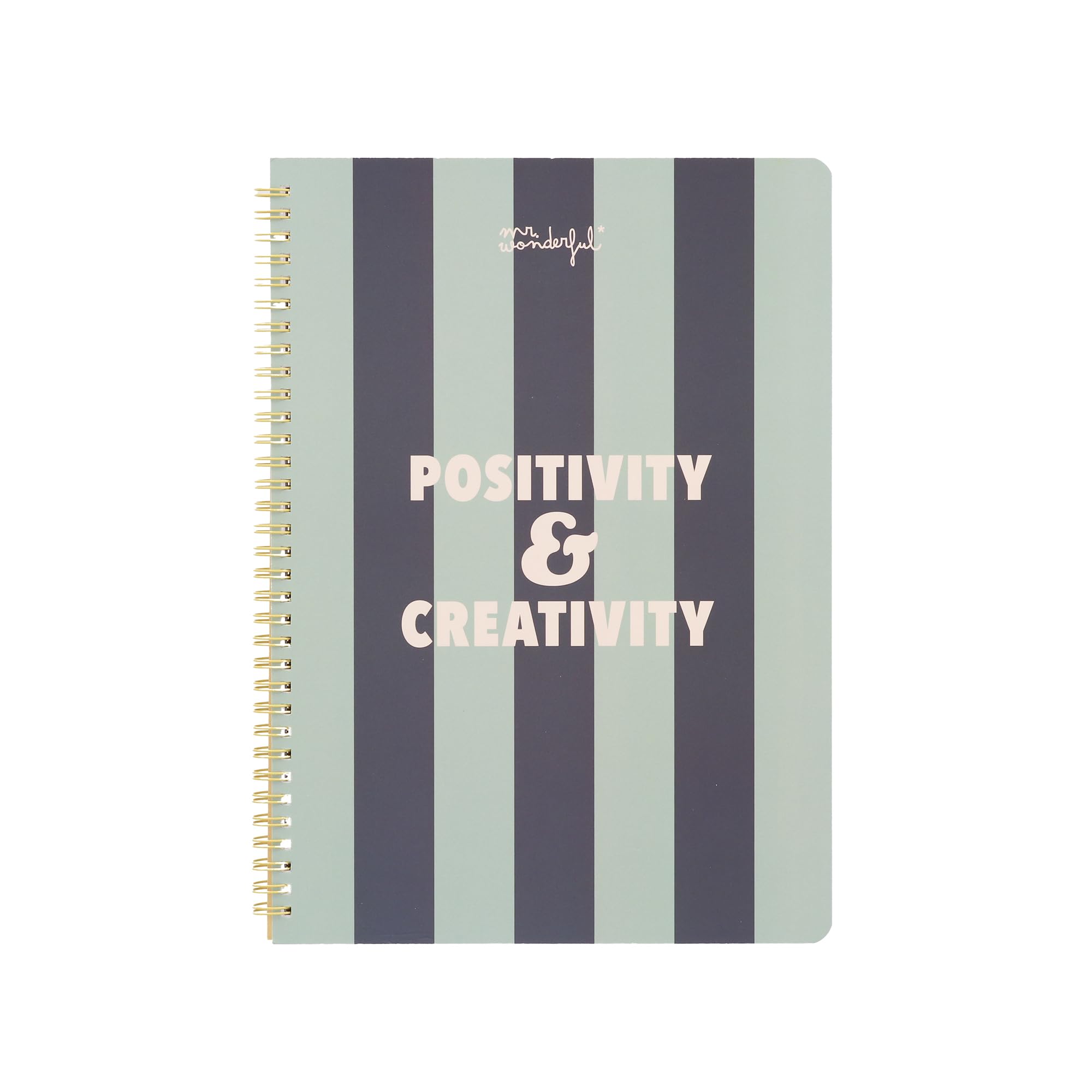 Mr. Wonderful - A4 Hardcover Notebook - Spiral Binding - Positivity & creativity - 160 squared pages - Includes stickers