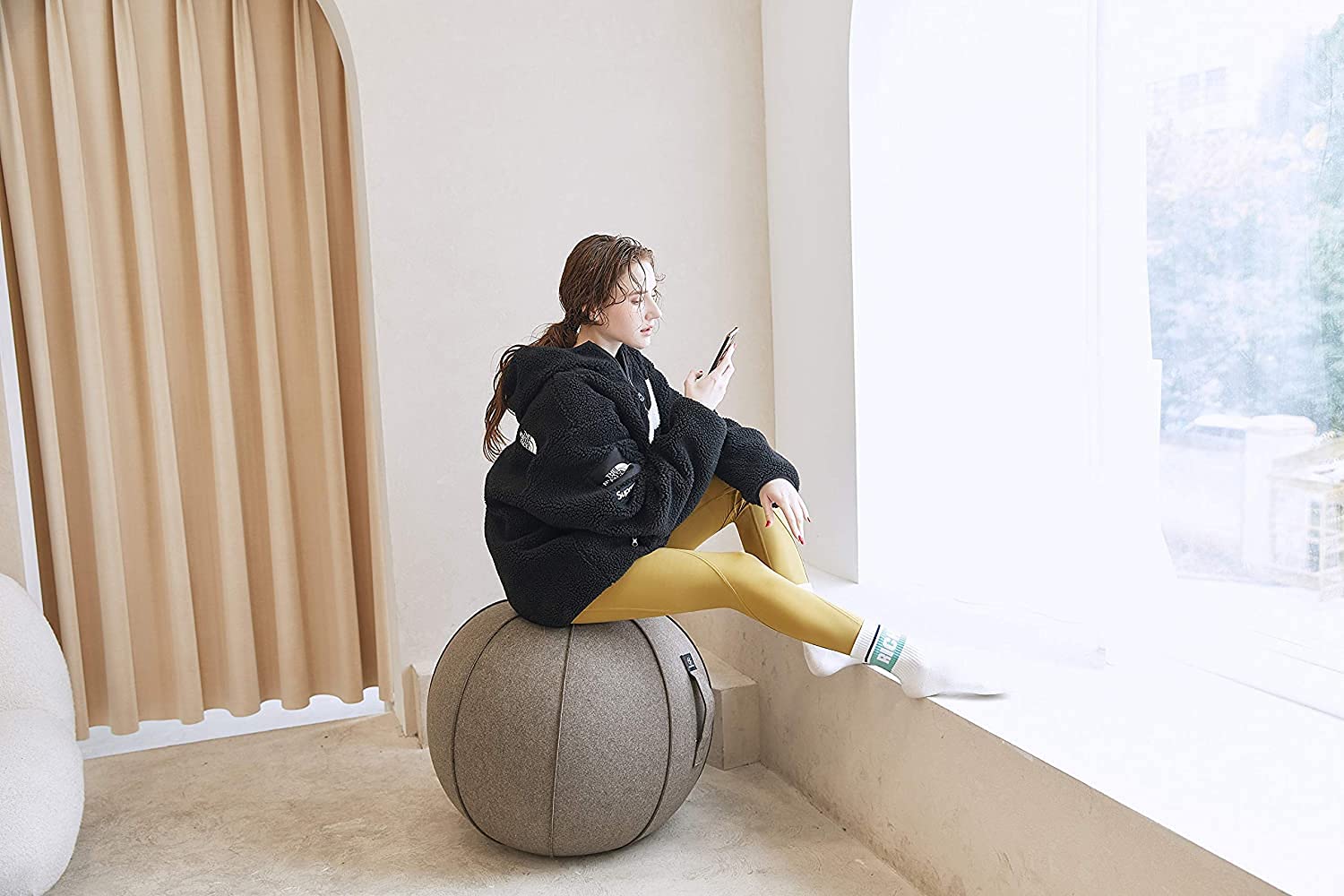 Pelota de Yoga 65 cm para Oficina Hogar con Funda Asas y Bomba