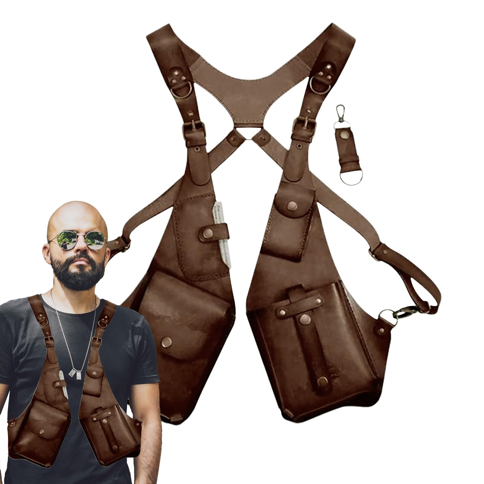 Riñonera Axilar Cartera Medieval Steampunk Halloween Cosplay | Bolsa de Doble Hombro Para Cosplayers Artistas Viajeros Vacaciones Trabajo Diario Senderismo Eventos Temáticos Mascaradas