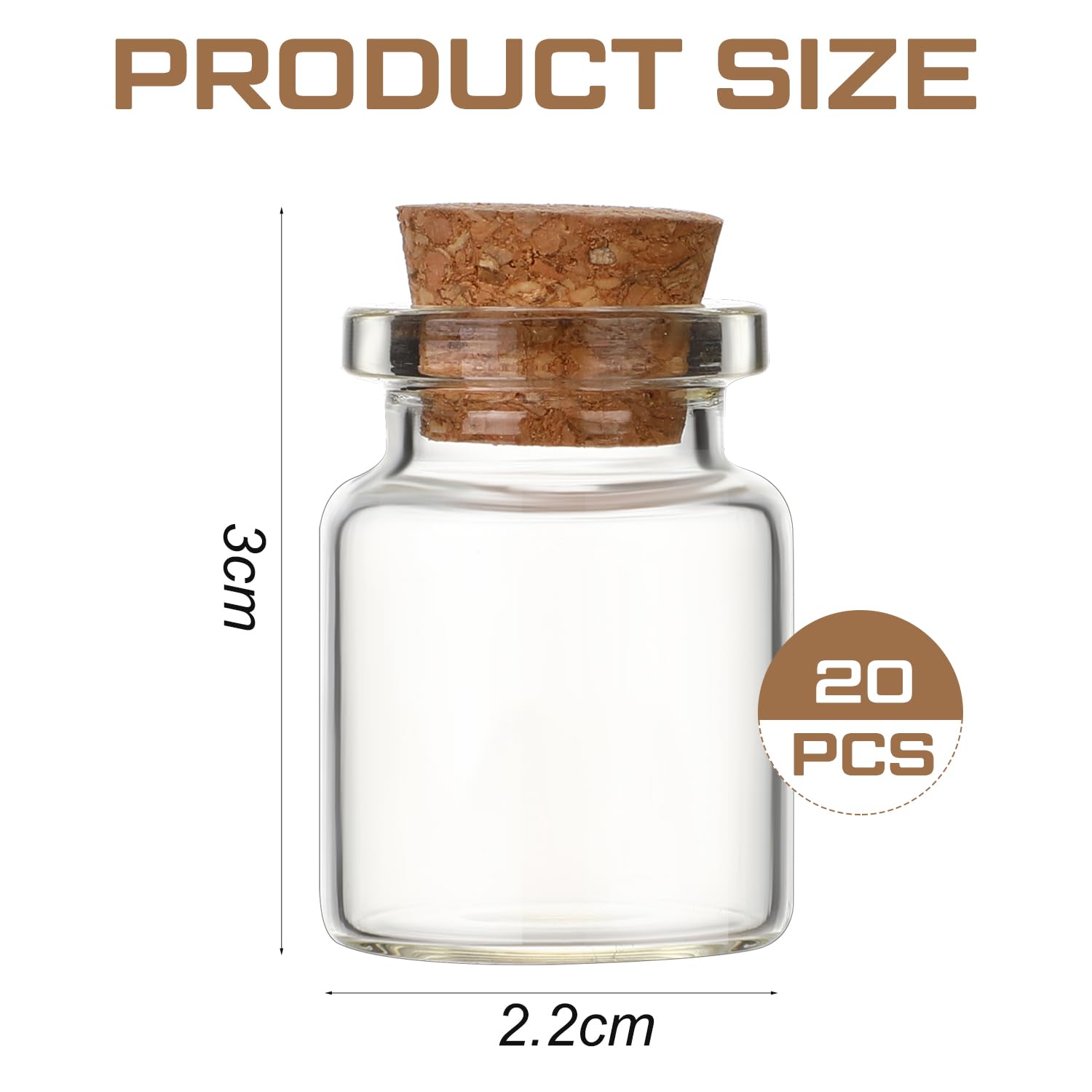 Botellas de vidrio con tapa de corcho, 5 ml, mini frascos de vidrio para manualidades, decoración de bodas o fiestas