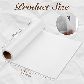 Tracing Paper Roll 12 in 50 yd, White Translucent for Sewing, Drawing | Translucent Tear-Resistant Paper, Clean Line Transfer, Cut-To-Size Roll for Patterns, Drafting, Art Project & Gift Wrapping