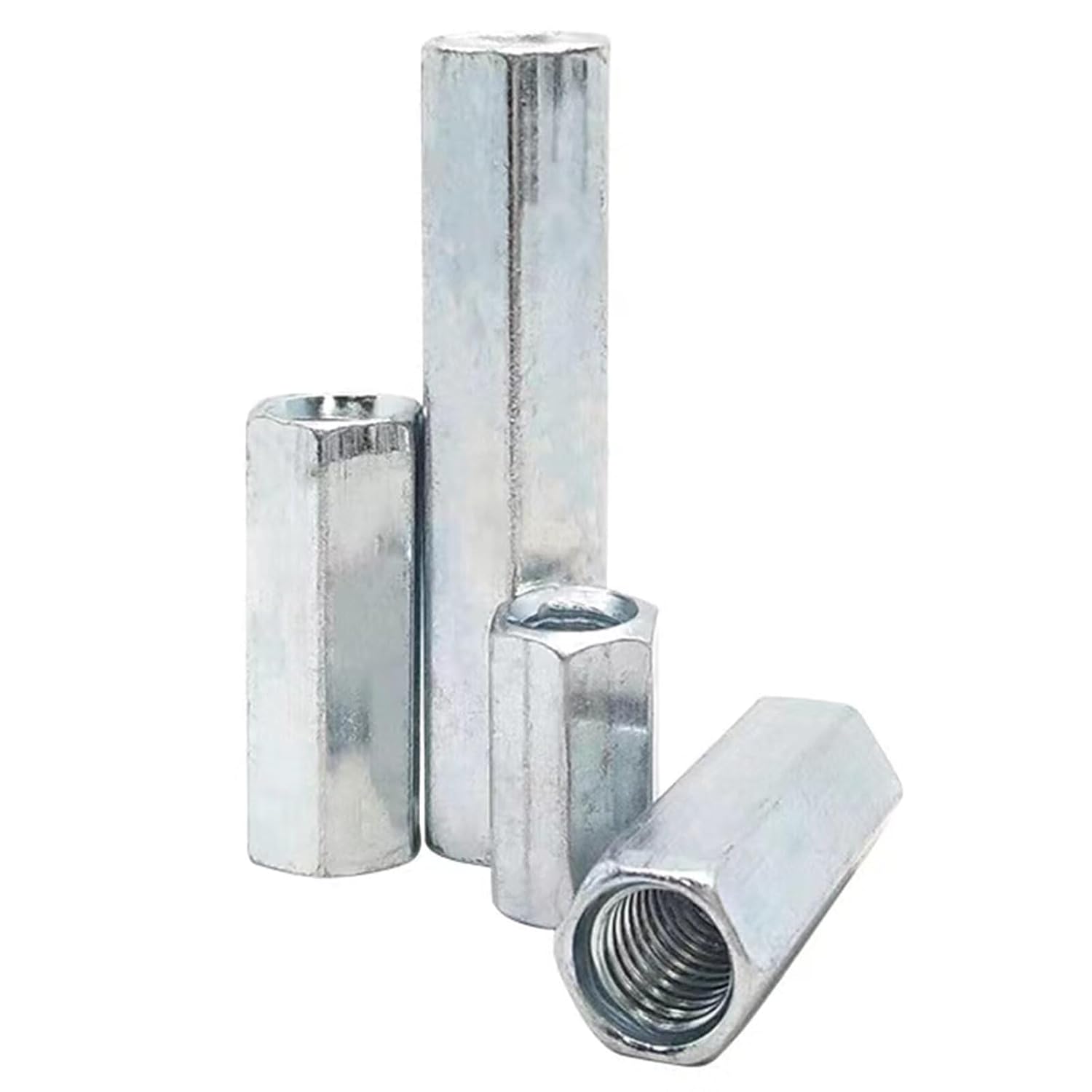 M16-2 x 49mm ロングロッド メトリック六角カップリング 亜鉛メッキ炭素鋼 六角ネジロッドカプラー 家具、電子機器、工業用