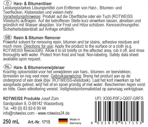 ROT WEISS 1715 Harz- & Bitumenlöser 250 ml