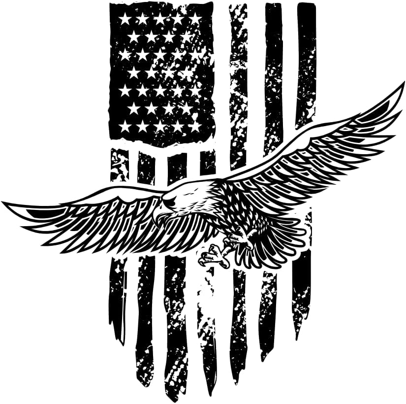 American Bald Eagle Patriotic Vinyl Sticker for Car, Truck, Bumper, Laptop, Window – 5 Inch USA Flag Eagle Sticker – Patriotic Military Support – Waterproof Outdoor Decal for Men, Women