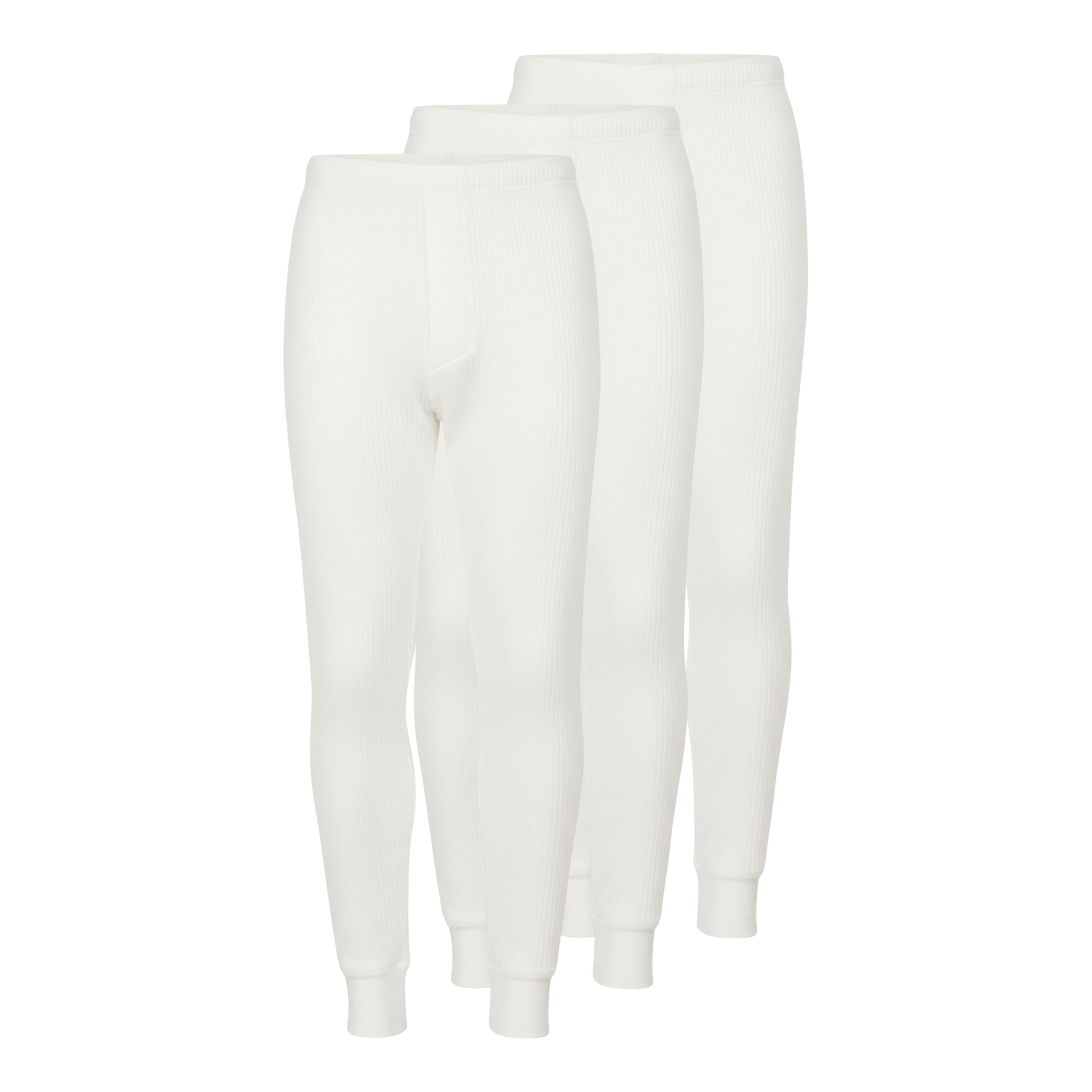 Octave Men's White Octave® Pack Of 3 Thermal Underwear Long Johns Bottoms, Ski Base Layer, Lightweight Warm Underwear Baselayer, Thermal Leggings Winter Thermals For Thermal Trousers(3X-Large,)