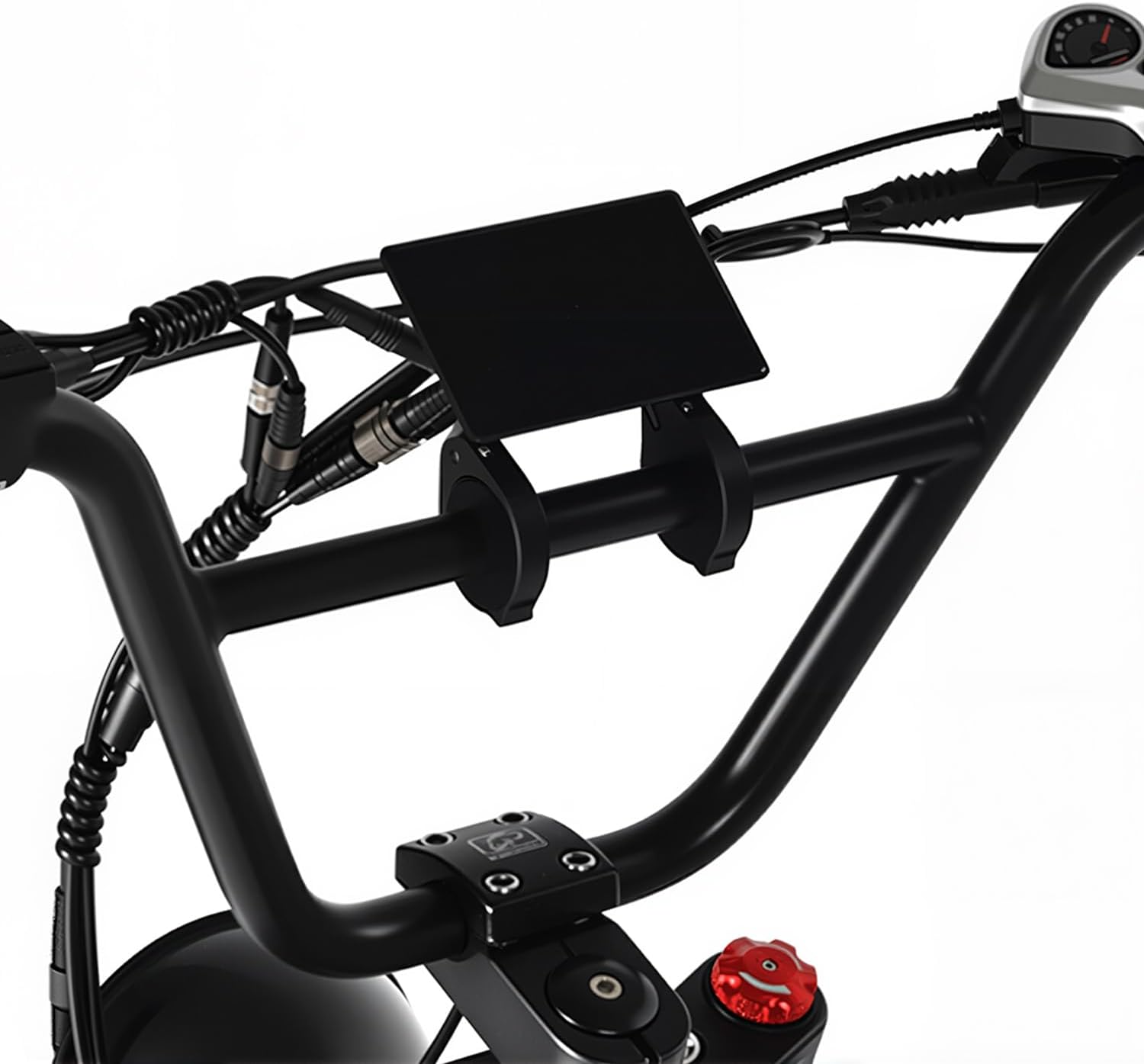 Tampilan dekat setang EMMO Paralo dan layar digital.