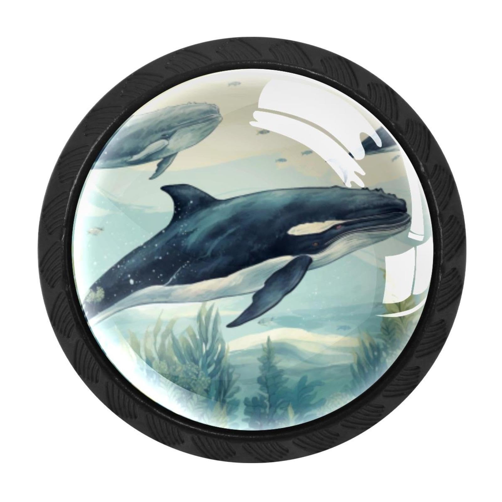 CHENZZZZ 4 Pieces Whale Drawer Knobs, 35mm Black Cabinet Knobs, Drawer Pulls and Knobs, Dresser Drawer Knobs, Cabinet Hardware Kitchen Cabinet Knobs