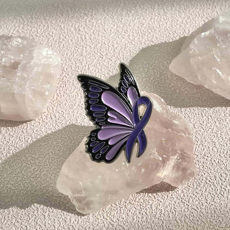 Image of Pink Ribbon Breast Cancer Awareness Brooches Pin, Love Faith Strength Hope Butterfly Brooches Pin, Rhinestone Pink Ribbon Hope Pin Brooch
