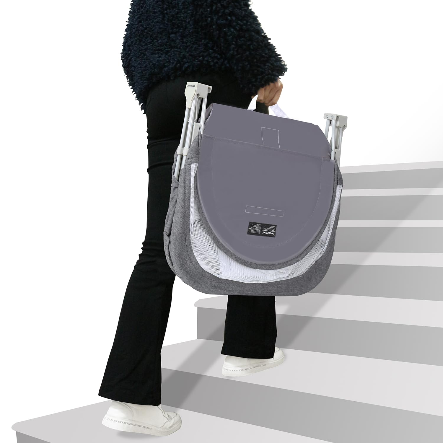 beberoad Lit de Voyage pour bébé, Tente de lit de Voyage Facile à Plier, Portable, Système de Sécurité en T à Deux Points, avec Moustiquaire, Jouet, Canopy Soleil, Matelas et Sac, Berceau Bébé