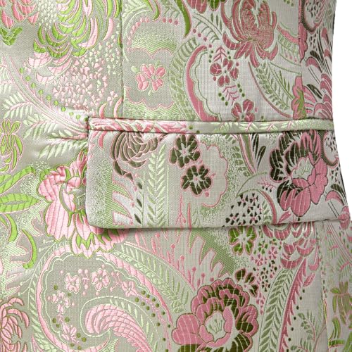 Image of Barry.Wang Mens Flowers Blazer Suit Jacket Floral Jacquard Notched Lapel Tuxedo Casual Sport Coat Disco Prom Wedding Party